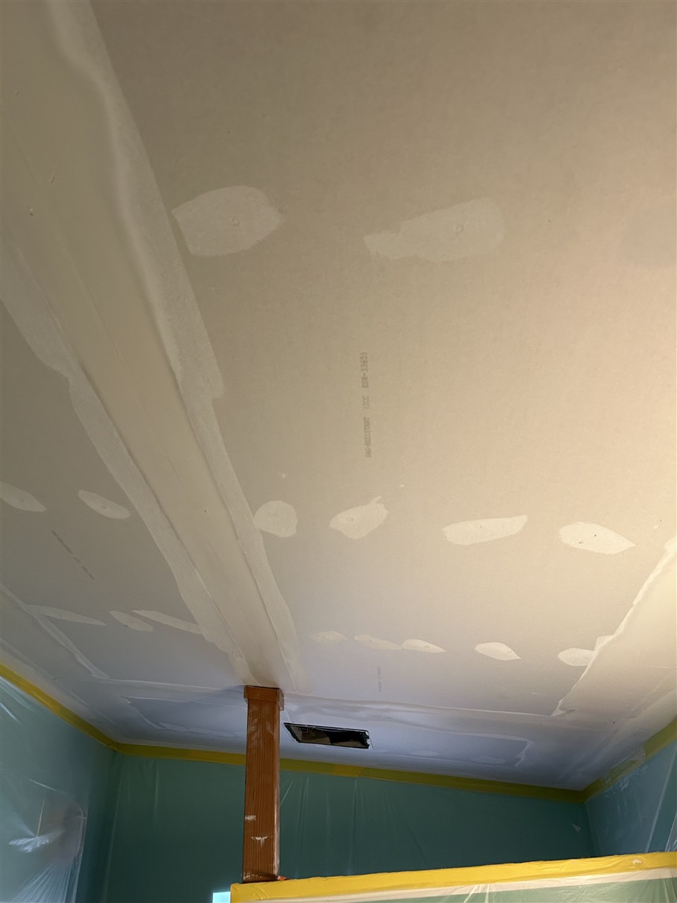 Ceiling re-mudded and sanded smooth